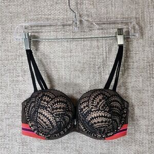 Victorias Secret Multi-way Multi-Options Bra Womens 34C Black Lace Sport‎ Stripe